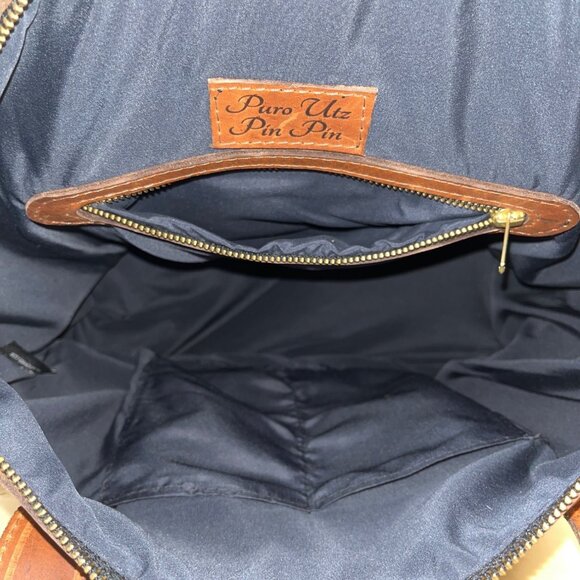 Puro Utz Pin Pin Cowhide & Leather Adjustable Strap Zippered Pocket Bucket Bag - Picture 12 of 13